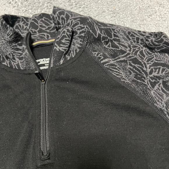 Smartwool Shirt Womens Medium Black Gray Merino 250 Quarter Zip Base Layer - Picture 2 of 9